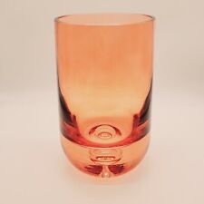Vintage Krosno Poland (?) Art Glass Peach Tapered Bubble Base Vase 7