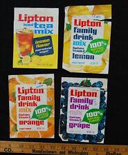 [ 1960s - 1970s LIPTON Drink Mix - 4 Vintage Packets - Orange Grape Lemon Tea ] picture