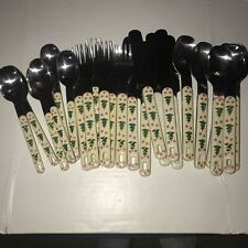 24 Christmas Tree Flatware Forks Spoons Knives Stainless Northland Color Mates picture