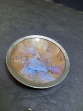 ❤️ Vintage  Iridescent Butterfly Wing Trinket Dish Rare picture