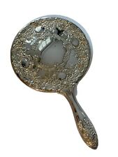 Vintage Art Nouveau Weighted Silver Plate Hand-Held Vanity Mirror picture