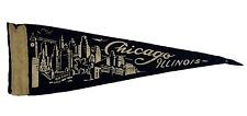 Souvenir Of Chicago Illinois Felt Pennant Skyline 12Inch Vintage picture