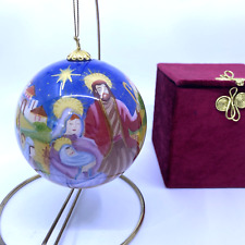 Li Bien Hand Painted Nativity Scene Glass Ball Ornament Rare 2008 Original Box picture