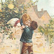 c1880's-90's Victorian Trade Card Singer I. L. Johns Gettysburg, PA Kids Kissing picture