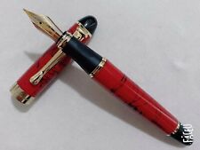 Jinhao X450 Dark Red Black Lined Fountain Pen 0.7mm Broad Nib 18KGP Golden Trim picture