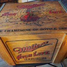 Vintage RARE Miller High Life Beer Wooden Crate Box Advertisement Storage Box picture