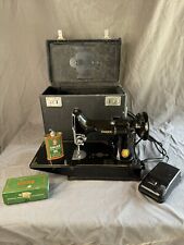 1954 Singer 221-1 Black Featherweight Portable Sewing Machine Case & Accessories picture