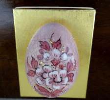 VINTAGE 1978 VENETO FLAIR ITALY HAND PAINTED PINK PORCELAIN EASTER EGG ORIG  BOX picture