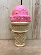 Blow Mold Plastic Ice Cream Cone Display Safe T Cup 9 1/2” Inch Strawberry Scoop picture