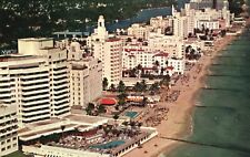 Postcard FL Miami Beach Hotel Row along Golden Sands 1955 Vintage PC J1683 picture