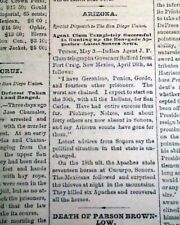 Rare SAN DIEGO Old West Southern California w/ John Clum & More 1877 Newspaper picture