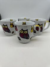 Set Of 4 Owl Coffee /  Tea Mug by Konitz Germany Oversized Colorful Thailand picture