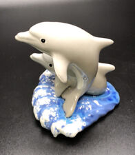 Porcelain Dolphin Figurine-Pair Of Dolphins Jumping-Perfect-Never Displayed-3”  picture