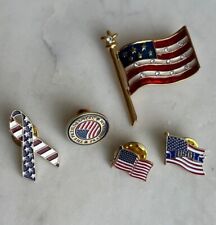 Vintage 5 Assorted American Flag Pins Patriotic Collectibles picture