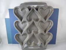 Vintage John Wright Cast Iron Heart Cookie  Corn Muffin Baking Pan picture