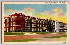 Postcard MI Flint Northern High School Vintage Linen View E1 picture