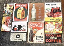 Vintage Lot Of Coca Cola (7)  ,John Deer & Coffee Metal  Tin Advertising Signs. picture