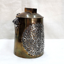 ZEDAKA BOX HANDMADE STERLING SILVER & BRASS CUT OUT FLORAL DESIGNS BY GHATAN picture