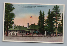 Postcard Yellowstone Station West Entrance Yellowstone National Park Mt. *A1530 picture