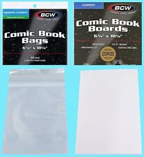 10 BCW CURRENT COMIC BOOK RESEALABLE BAGS & BACKING BOARDS Clear Archive Modern picture