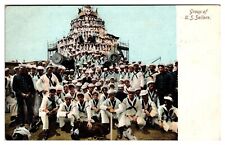 Antique Group of U.S. Sailors on a Battleship, Militaria, Postcard picture