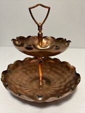 Vintage Gregorian Copper Hammered Ruffled Edge Two Tiered Tidbit Candy Tray 10