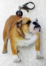 Bulldog Standing Realistic Acrylic Double-Sided Purse Charm Zipper Pull Jewelry picture
