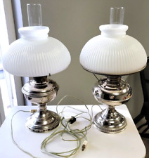 Vintage Nickle Plated Kerosene Lamps, Aladdin Model 11, Rayo, Electric Converted picture