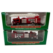 1999 Hess Miniature Fire Truck Collectible Toy New Ladder Engine Lot Of 2 picture