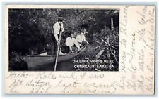 1907 Oh Look Who's Here Boating Conneaut Lake PA Posted Antique Postcard picture