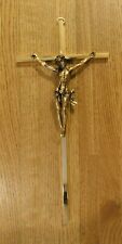 Vintage Metal Gold Tone Jesus Crucifix Cross Wall Hanging approx. 11