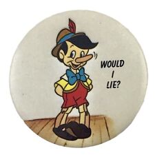 Disney's Pinocchio Would I Lie? 1.5 Inch Vintage Pinback Button 1987 picture