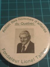 1978 Quebec Lionel Taillon founder businessmen action button b&w pin pinback vtg picture