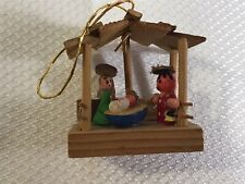 Vintage Erzgebirge Style Wooden Miniature Nativity Ornament picture