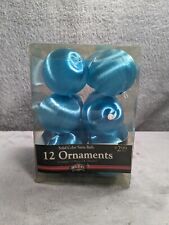 Lot Of 12 Vintage Satin Sheen Christmas Ornaments 2.4” Blue Ball Ornaments picture