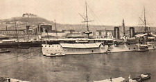 Italian Royal Navy Harbor w/ Castel Sant'Elmo in Background RARE  - c1910s RPPC picture