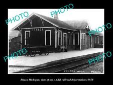 OLD LARGE HISTORIC PHOTO OF ITHACA MICHIGAN THE RAILROAD DEPOT STATION c1920 picture