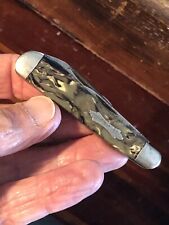 1930’s RARE SHAPED HANDLE  Imperial Prov RI 2-Blade Green Swirl Pocket Knife ODD picture