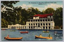 Postcard Canoeing on Beautiful Delaware Park Lake Buffalo New York *C5291 picture