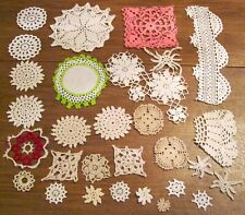 MIXED LOT CROCHET DOILY PIECES CRAFTS, JUNK JOURNALS, SLOW STITCH, EMBELLISHING picture