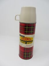Vintage New  THERMOS 1960's Red Plaid Beige Cup Pint King Seeley Norwich CT 2242 picture