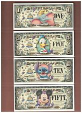 2005 Disney Dollar uncirculated A series set. $1, $5, $10, %50. Mickey, Stitch. picture