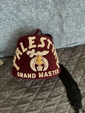Masonic Shriner Fez Tassel Jeweled Palestine Grand Master Hat Red Vintage W/box picture