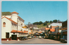 Postcard Sonora, California, Downtown Street View, Old Cars, Signs A340 picture