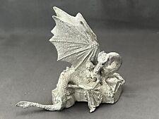 Vintage Gallo Pewter By J. Guthrie  “A Maiden & Her Dragon” W/ Austrian Crystals picture
