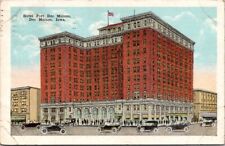 Postcard Iowa Des Moines Hotel Fort Des Moines Old Cars 1923 Stamp WB Antique picture