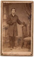 ANTIQUE CDV CIRCA 1860s GREEN HANDSOME YOUNG MAN FOND DU LAC WISCONSIN picture