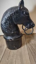 Old Vtg Collectible Cast Iron Double Ring Horse Hitch Post Topper Heavy  picture
