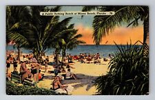 Miami Beach FL-Florida, Public Bathing Beach, Antique, Vintage c1942 Postcard picture