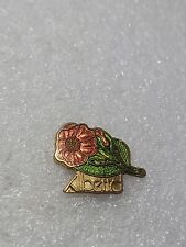Vtg Alberta Canada Souvenir Red Rose Enamel Lapel Pin Single Post Clutch Back picture
